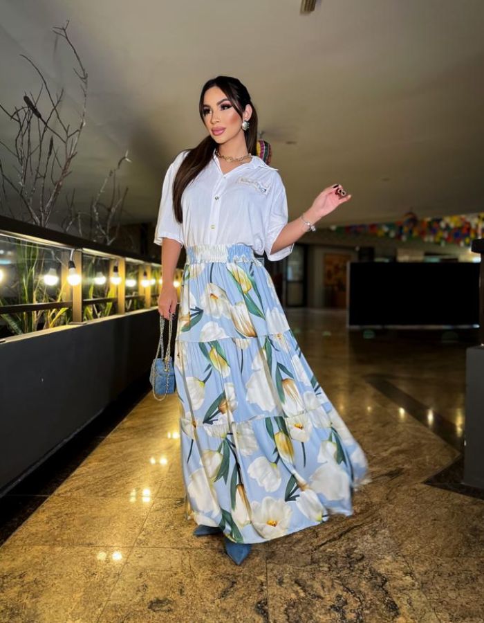 Camisa e saia sales longa